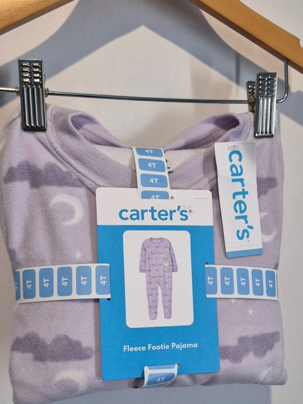 Carter's Girl's Purple Fleece Footie Pajama Night Owl Print Size 4T